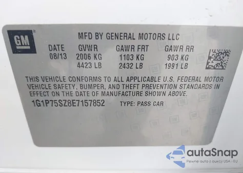 2014 Chevrolet Cruze from USA, damaged, VIN 1G1P75SZ8E7157852